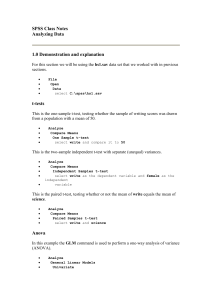 SPSS Class Notes Analyzing Data