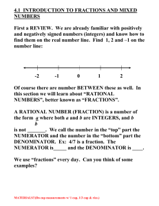 4.1 introduction to fractions and mixed numbers