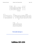 Prepared by Ms. Bowie Biology 11 Exam Preparation Notes Page 1