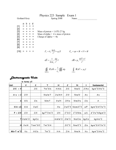 Physics 203 Sample Exam 1