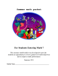 This summer math booklet was developed to provide