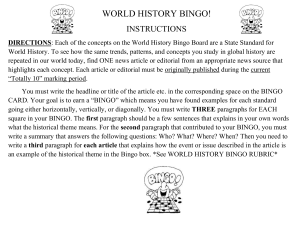 WORLD HISTORY BINGO! INSTRUCTIONS DIRECTIONS: Each of