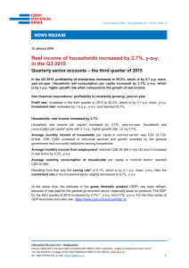 12 January 2016 Real income of households increased by 2.7