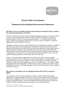 Greener Skies response - Aviation Environment Federation