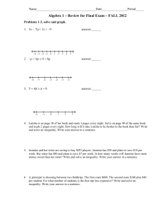Problems 1-3, solve and graph