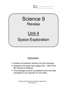 Science 9: Unit 4 Review