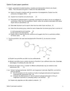 Option D past paper questions 1. Aspirin, paracetamol