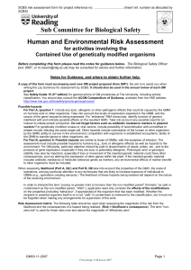 GM Risk Assessment Form GM03