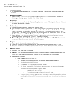 Unit 5: Mendelian Genetics