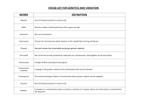 Vocab table - Genetics and variation teacher