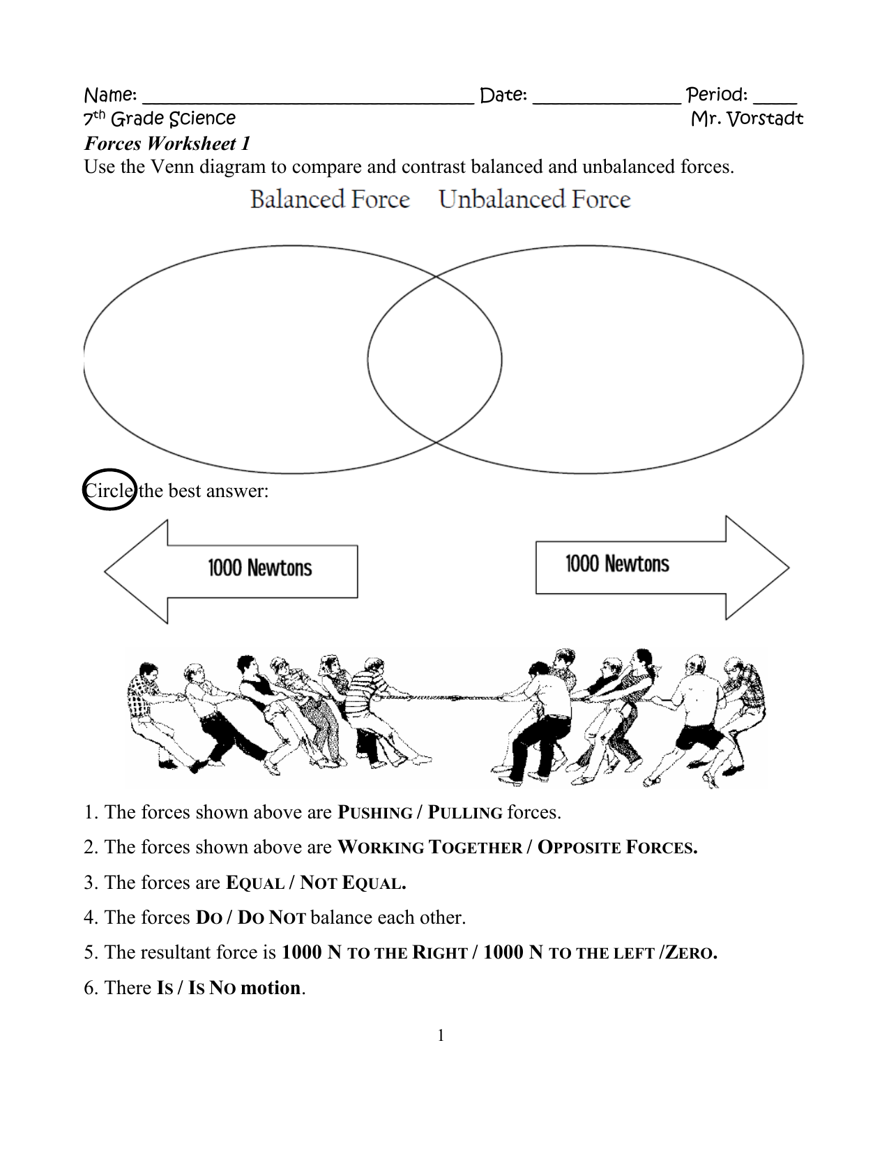 Force And Motion Worksheet Answers