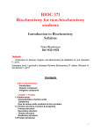 BIOC 371 Biochemistry for non-biochemistry students Introduction to