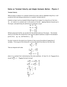 Notes on Terminal Velocity and Simple Harmonic Motion – Physics C