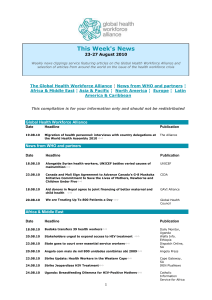 The Global Health Workforce Alliance ¦ News from WHO and part