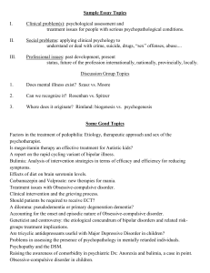 Sample Essay Topics I. Clinical problem(s): psychological