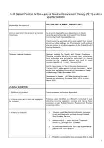 NHS Walsall Protocol for the supply of Nicotine Replacement