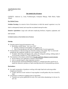 Food Production Notes HSP 3U7 The Settled Life of Farmers