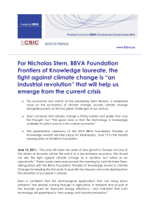 For Nicholas Stern, BBVA Foundation Frontiers of Knowledge