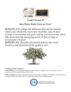 Grade 9 Lesson #5 Does Money Really Grow on Trees? SS.912.FL
