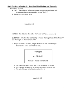 Holt Physics--Chapter 8 Rotational Equilibrium and Dynasmics