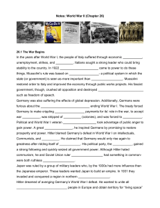 Notes: World War I (Chapters 26)