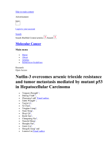Nutlin-3 overcomes arsenic trioxide resistance and tumor metastasis