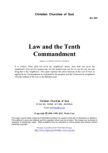 Law and the Tenth Commandment (No. 263)
