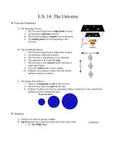 E.S. 14: The Universe Universe Formation: The Big Bang Theory