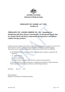 Standards for minimising infectious disease transmission via