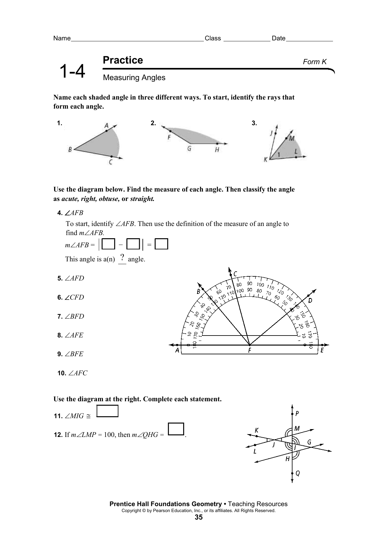 1-4 Practice M