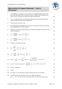 Mark scheme for Support Worksheet – Topic E, Worksheet 1