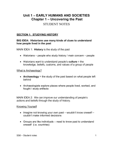 Unit 1 – EARLY HUMANS AND SOCIETIES