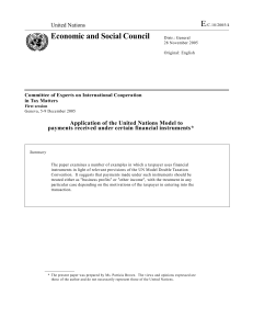 Application of the United Nations Model to payments received under