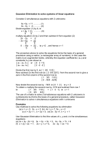 Gaussian Elimination to solve systems of linear equations