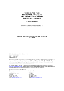 characterisation of novel protein - Food Standards Australia New