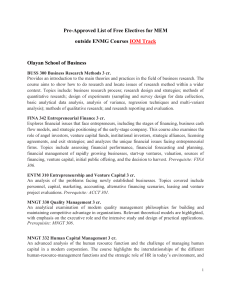 Pre-Approved List of Free Electives for MEM