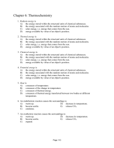 Chapter 6: Thermochemistry