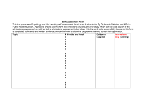 Self Assessment Form This is a pre