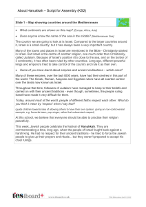 About Hanukkah – Script for Assembly (KS2) Slide 1 – Map showing