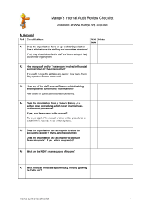 Checklist for a small NGO