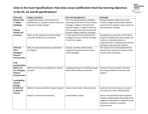 Links to the Exam Specifications: How does ocean acidification meet