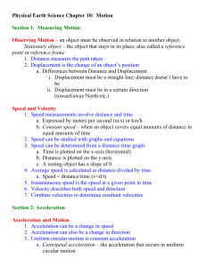 Physical Earth Science Chapter 10: Motion