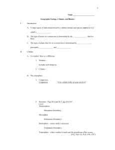 Geographic Ecology, Climate, and Biomes