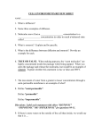 CELL ENVIRONMENTS REVIEW SHEET