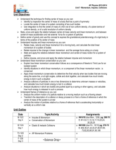 Unit Objectives: Understand the technique for finding center of mass