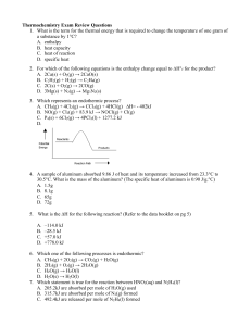 Thermochemistry Exam Review Questions