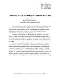 THE POWER OF QUALITY THINKING IN SALES AND MARKETING