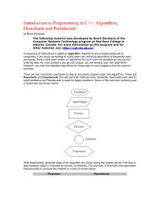 Introduction to Programming in C++: Algorithms, Flowcharts and