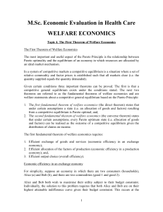 Topic 4. The First Theorem of Welfare Economics