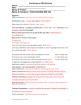 Infection Control Worksheet